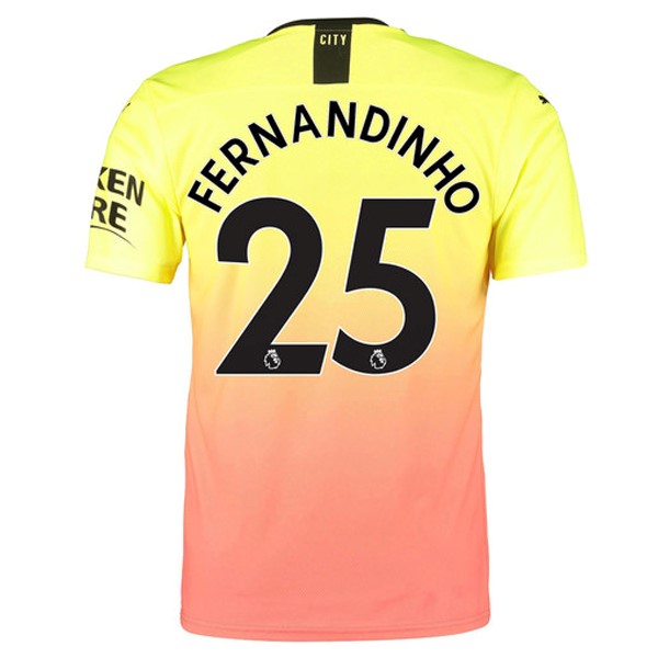 Camiseta Manchester City NO.25 Fernandinho 3ª Kit 2019 2020 Naranja